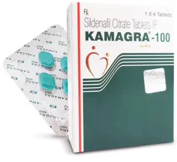 Box of Kamagra tablets, a counterfeit ED medication. You can buy genuine UK ED treatment online from e-Surgery. 