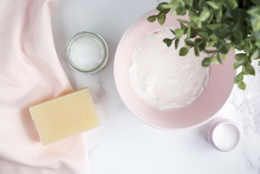 Image of pink bowl with soap and face mask, a dry environment can affect acne in lockdown, e-Surgery