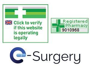 e-Surgery Registered pharmacy 9010968 and GPhC logo