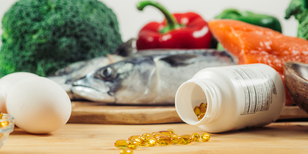 Health foods and vitamin d supplement pills