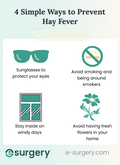 infographic explaining 4 ways to deal with hay fever symptoms at night | e-surgery