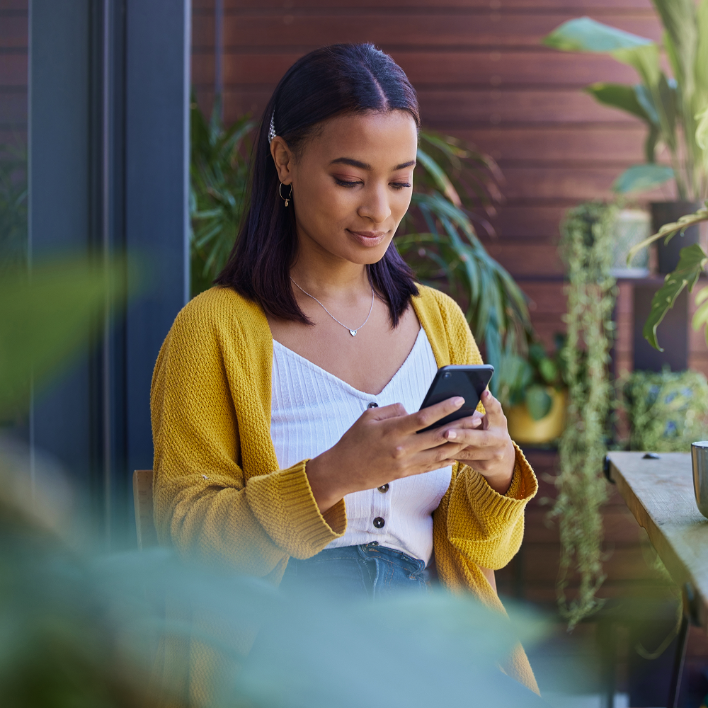 Woman looking at the phone