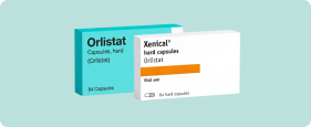 orlistat and xenical in green background