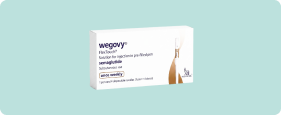 wegovy box in green background