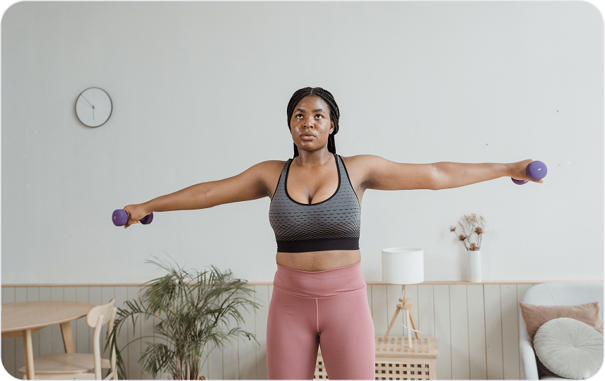 Woman working out indoors
