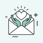 Envelope with hands holding heart