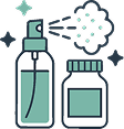 Icon of a spray and a bottle with sparkles